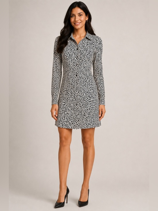 Diane Von Furstenberg Dresses & Skirts - Diane Von Furstenberg Silk Anna Jersey Long Sleeve Shirt Dress Size 6